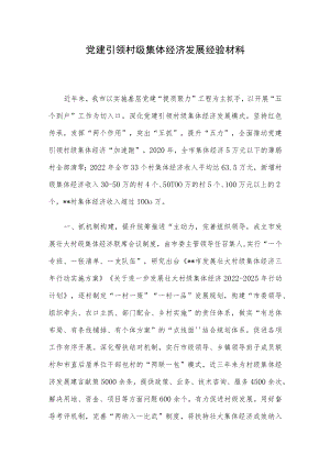 党建引领村级集体经济发展经验材料.docx