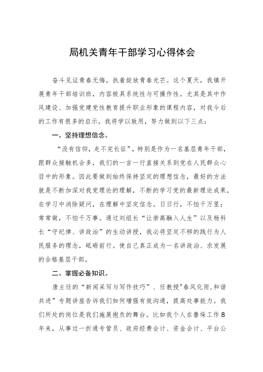 2022年年轻干部理论学习心得体会五篇范例合集.docx_第1页