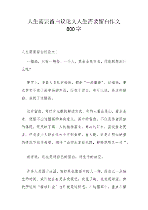 人生需要留白议论文 人生需要留白作文800字.docx