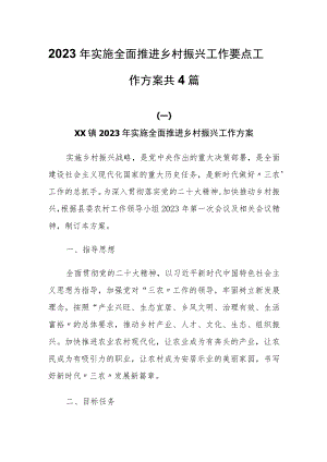 2023年实施全面推进乡村振兴工作要点工作方案共4篇.docx