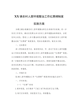 XX镇农村人居环境整治工作红黑榜制度实施方案.docx