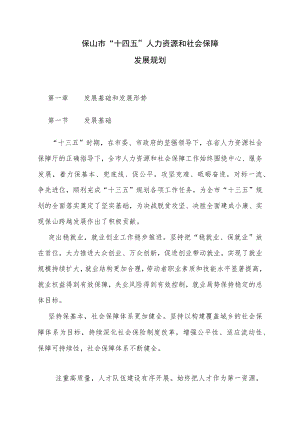 保山市“十四五”人力资源和社会保障发展规划.docx