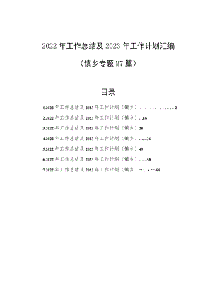 2022年工作总结及2023年工作计划汇编（镇乡专题）（7篇）.docx
