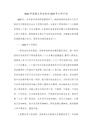 2022年党建工作总结及2023年工作计划.docx