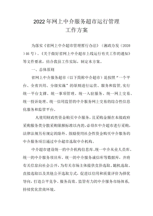 2022年网上中介服务超市运行管理工作方案.docx