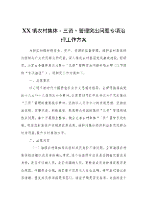 XX镇农村集体“三资”管理突出问题专项治理工作方案.docx