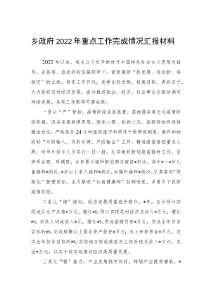 乡政府2022年重点工作完成情况汇报材料.docx