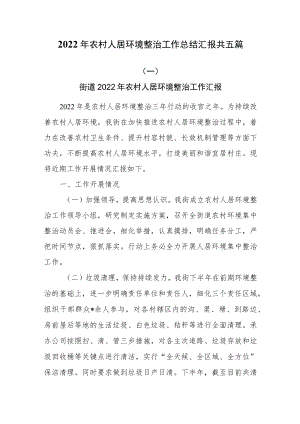 2022年农村人居环境整治工作总结汇报共五篇.docx