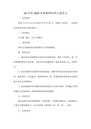 XX学校202X年新教师培训方案范文.docx