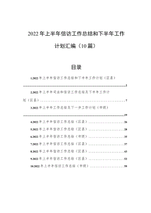 2022年上半年信访工作总结和下半年工作计划汇编（10篇）.docx