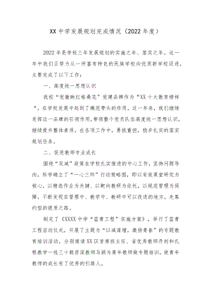 XX中学发展规划完成情况（2022年度）.docx
