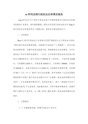 xx市司法局行政执法总体情况报告.docx