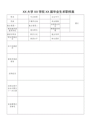 XX大学XX学院XX届毕业生求职档案.docx