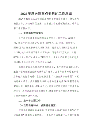 2022年度医院重点专科的工作总结.docx