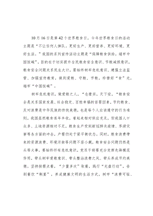 2022年10月16日第42个世界粮食日学习心得体会.docx
