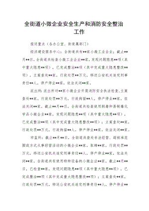 全街道小微企业安全生产和消防安全整治工作.docx