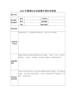 2022年暑期社会实践集中营队申报表.docx