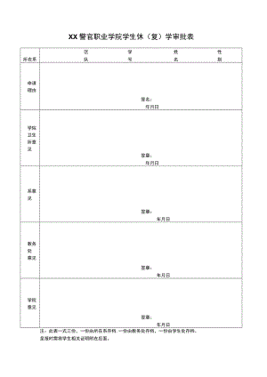 XX警官职业学院学生休（复）学审批表.docx