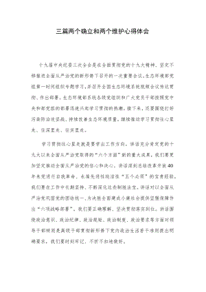三篇两个确立和两个维护心得体会.docx