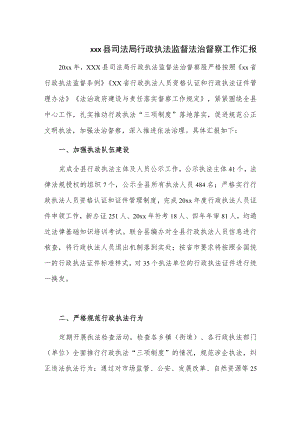 xxx县司法局行政执法监督法治督察工作汇报.docx