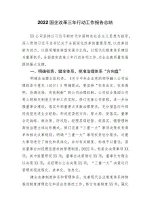 2022国企改革三年行动工作报告总结.docx