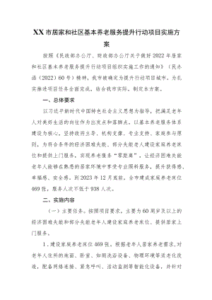 XX市居家和社区基本养老服务提升行动项目实施方案.docx