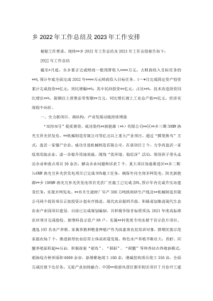 乡2022年工作总结及2023年工作安排.docx