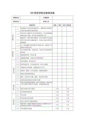 XX师范学院试卷审阅表.docx