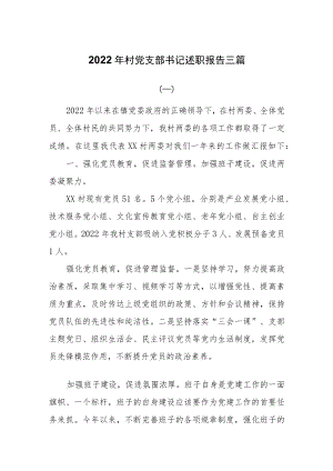 2022年村党支部书记述职报告三篇.docx