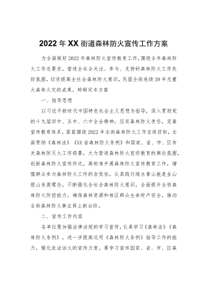 2022年XX区XX街道森林防火宣传工作方案.docx