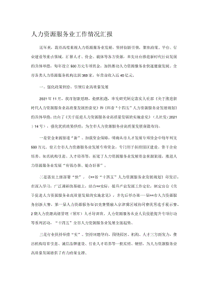 人力资源服务业工作情况汇报.docx