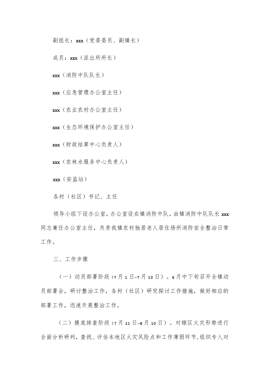 xx镇农村独居老人居住场所消防安全专项整治工作方案.docx_第2页