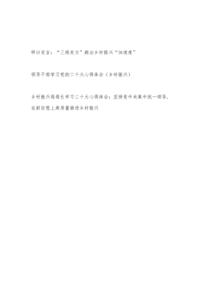 2022-2023年领导干部乡村振兴专题学习研讨发言材料3篇.docx