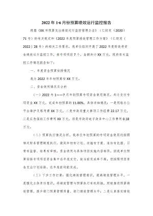 2022年1-6月份预算绩效运行监控报告.docx