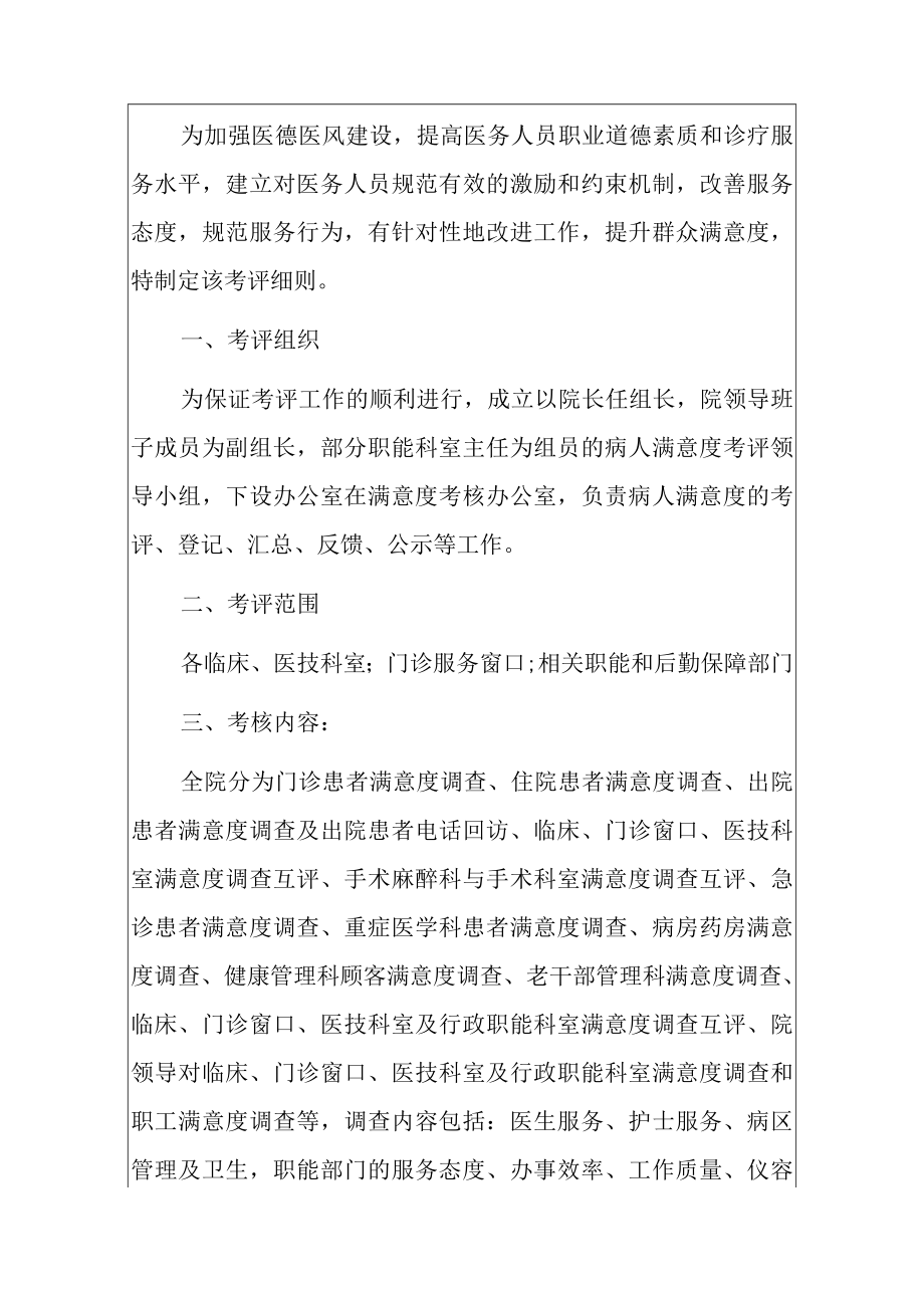 2022医院满意度调查考核细则方案（详细版）.docx_第2页