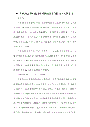2022年机关党课：践行新时代的使命与担当.docx