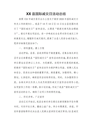 XX县国际减灾日活动总结.docx
