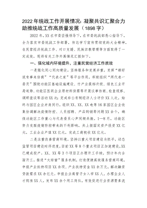 2022年统战工作开展情况.docx