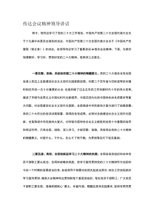 传达会议精神领导讲话.docx