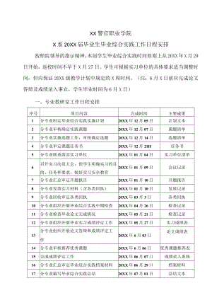 XX警官职业学院X系20XX届毕业生毕业综合实践工作日程安排.docx