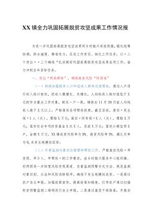 XX镇全力巩固拓展脱贫攻坚成果工作情况报告.docx