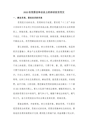 2022在党委全体会议上的讲话发言范文.docx