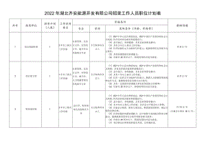 2022年湖北齐安能源开发有限公司招录工作人员职位计划表.docx