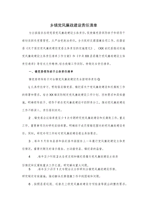 乡镇党风廉政建设责任清单详细.docx