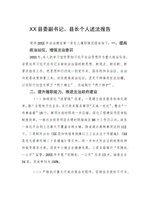 XX县委副书记、县长个人述法报告（20220228）.docx