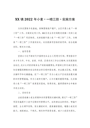 XX镇2022年小麦“一喷三防”实施方案.docx