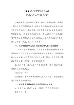 XX镇重大拆违行动风险评估处置预案.docx