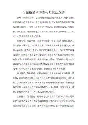 乡镇街道消防宣传月活动总结.docx