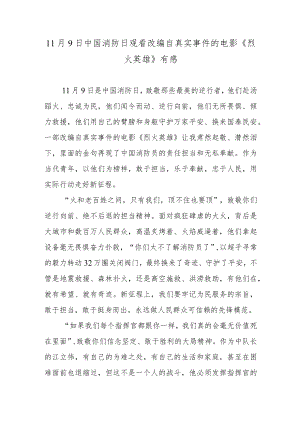 11月9日中国消防日观看改编自真实事件的电影《烈火英雄》有感.docx