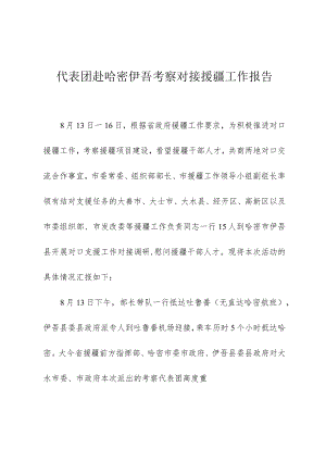代表团赴哈密伊吾考察对接援疆工作报告.docx